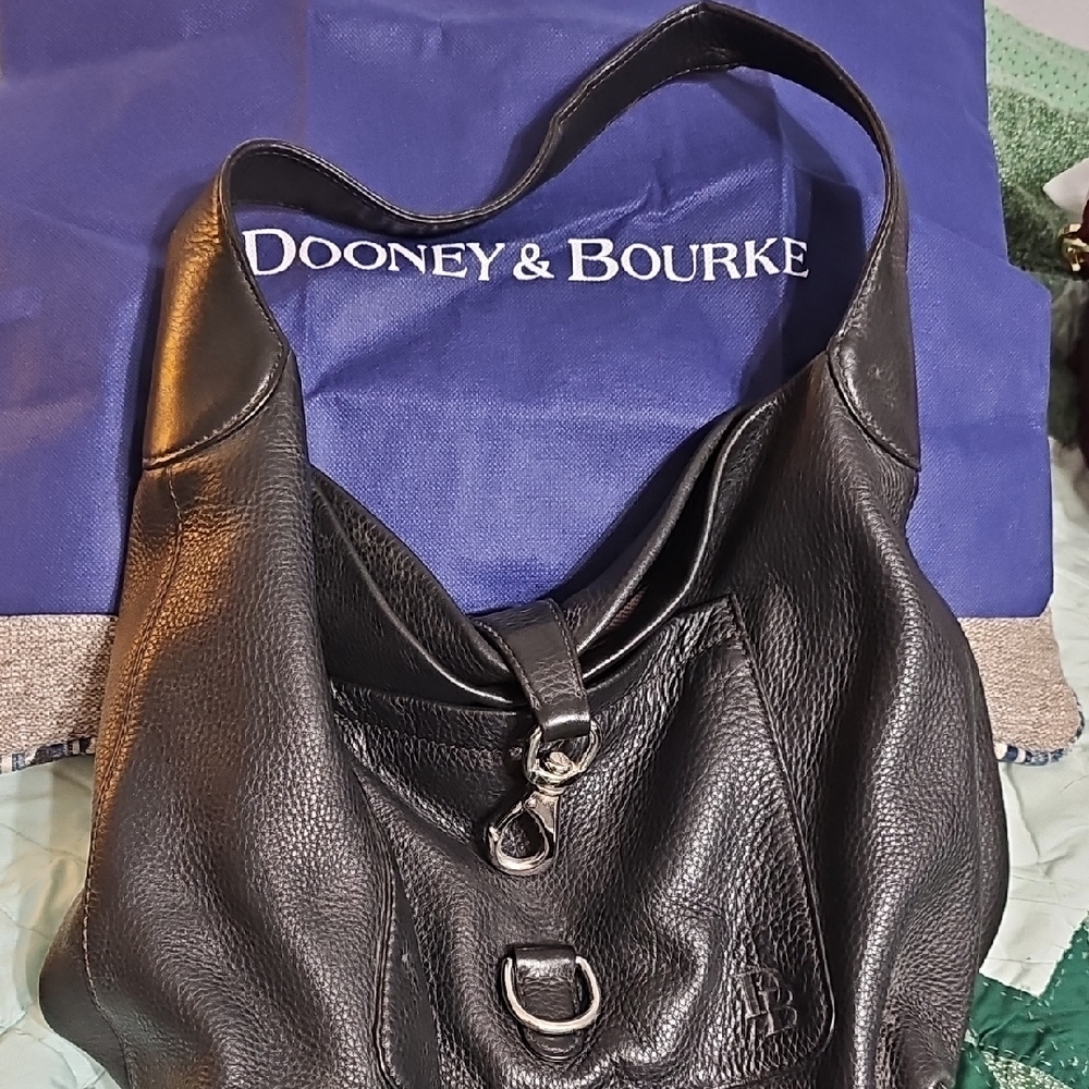 Dooney & Bourke Black Pebbled Leather Shoulder Hobo